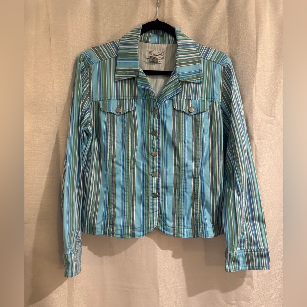 Live a Little Blue and White Striped Jacket